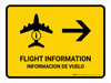 Flight Information With Right Arrow Yellow Bilingual Spanish Landscape - Wall Sign