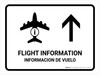 Flight Information With Up Arrow White Bilingual Spanish Landscape - Wall Sign Flight Information With Up Arrow White Bilingual Spanish Landscape - Wall Sign