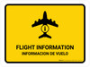 Flight Information Yellow Bilingual Spanish Landscape - Wall Sign