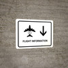 Flight Information With Down Arrow White Landscape - Wall Sign