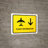 Flight Information With Down Arrow Yellow Landscape - Wall Sign