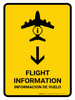 Flight Information With Down Arrow Yellow Bilingual Portrait - Wall Sign