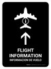 Flight Information With Up Arrow Black Bilingual Spanish Portrait - Wall Sign