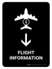 Flight Information With Down Arrow Black Portrait - Wall Sign