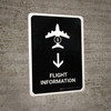 Flight Information With Down Arrow White Portrait - Wall Sign