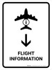 Flight Information With Down Arrow White Portrait - Wall Sign