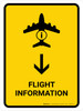 Flight Information With Down Arrow Yellow Portrait - Wall Sign