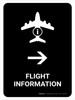 Flight Information With Right Arrow Black Portrait - Wall Sign