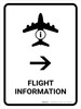 Flight Information With Right Arrow White Portrait - Wall Sign