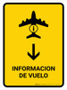 Flight Information With Down Arrow Yellow Spanish Portrait - Wall Sign