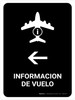 Flight Information With Left Arrow Black Spanish Portrait - Wall Sign