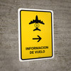 Flight Information With Right Arrow Yellow Spanish Portrait - Wall Sign
