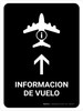 Flight Information With Up Arrow Black Spanish Portrait - Wall Sign