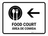 Food Court With Left Arrow White Bilingual Spanish Landscape - Wall Sign