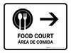 Food Court With Right Arrow White Bilingual Spanish Landscape - Wall Sign Food Court With Right Arrow White Bilingual Spanish Landscape - Wall Sign