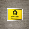 Food Court Yellow Bilingual Spanish Landscape - Wall Sign