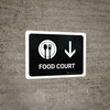 Food Court With Down Arrow Black Landscape - Wall Sign