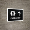 Food Court With Up Arrow Black Landscape - Wall Sign