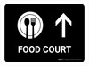 Food Court With Up Arrow Black Landscape - Wall Sign