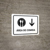 Food Court With Down Arrow White Spanish Landscape - Wall Sign