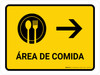 Food Court With Right Arrow Yellow Spanish Landscape - Wall Sign