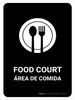 Food Court Black Bilingual Spanish Portrait - Wall Sign