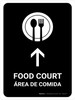Food Court With Up Arrow Black Bilingual Spanish Portrait - Wall Sign Food Court With Up Arrow Black Bilingual Spanish Portrait - Wall Sign