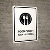 Food Court White Bilingual Spanish Portrait - Wall Sign