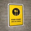 Food Court Yellow Bilingual Portrait - Wall Sign