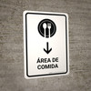 Food Court With Down Arrow White Spanish Portrait - Wall Sign