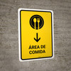 Food Court With Down Arrow Yellow Spanish Portrait - Wall Sign Food Court With Down Arrow Yellow Spanish Portrait - Wall Sign