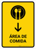 Food Court With Down Arrow Yellow Spanish Portrait - Wall Sign Food Court With Down Arrow Yellow Spanish Portrait - Wall Sign
