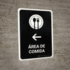 Food Court With Left Arrow Black Spanish Portrait - Wall Sign