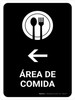Food Court With Left Arrow Black Spanish Portrait - Wall Sign