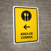 Food Court With Left Arrow Yellow Spanish Portrait - Wall Sign