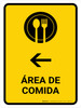 Food Court With Left Arrow Yellow Spanish Portrait - Wall Sign