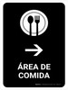 Food Court With Right Arrow Black Spanish Portrait - Wall Sign