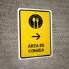 Food Court With Right Arrow Yellow Spanish Portrait - Wall Sign