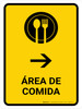 Food Court With Right Arrow Yellow Spanish Portrait - Wall Sign