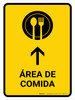 Food Court With Up Arrow Yellow Spanish Portrait - Wall Sign