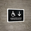 Handicapped Access With Down Arrow Black Bilingual Spanish Landscape - Wall Sign