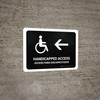Handicapped Access With Left Arrow Black Bilingual Landscape - Wall Sign