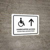 Handicapped Access With Up Arrow White Bilingual Landscape - Wall Sign
