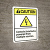 Caution: Controls Interlocks Powered From Multiple Sources - Wall Sign