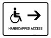 Handicapped Access With Right Arrow White Landscape - Wall Sign Handicapped Access With Right Arrow White Landscape - Wall Sign