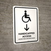 Handicapped Access With Down Arrow White Bilingual Spanish Portrait - Wall Sign