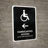 Handicapped Access With Left Arrow Black Bilingual Portrait - Wall Sign