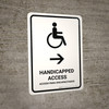 Handicapped Access With Right Arrow White Bilingual Portrait - Wall Sign