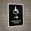 Handicapped Access With Right Arrow Black Portrait - Wall Sign