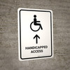 Handicapped Access With Up Arrow White Portrait - Wall Sign